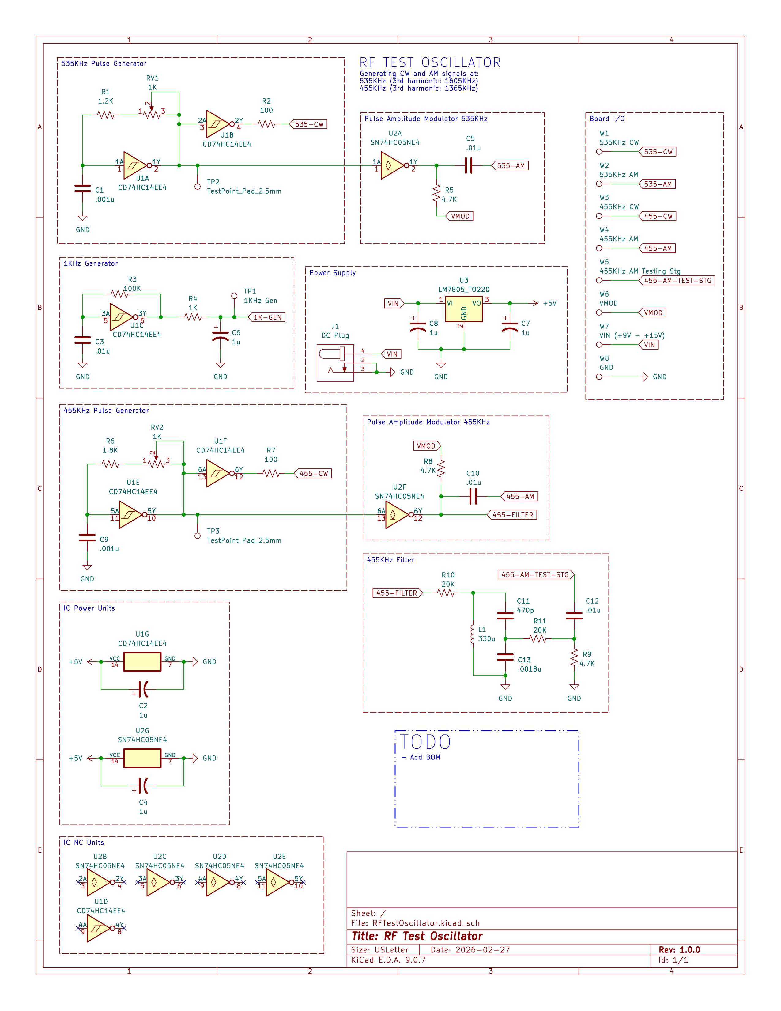RF Test Oscillator Schematic